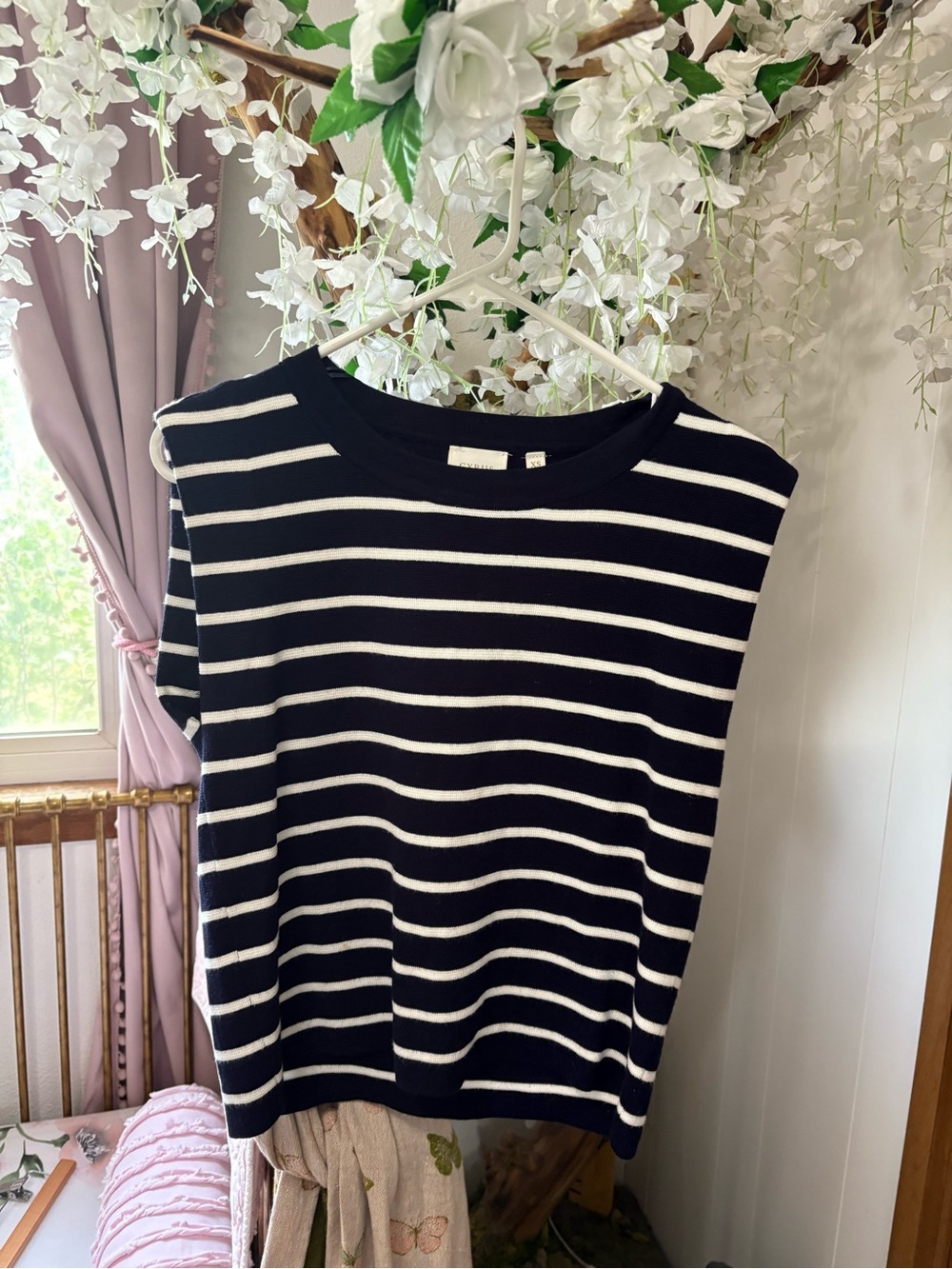 Cyrus Navy and White Striped Sleeveless Tank - Picture 2 of 6